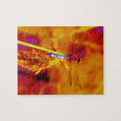 Rainbow Dragonfly op amber en fuschia Legpuzzel (Horizontaal)