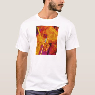 Rainbow Dragonfly op amber en fuschia T-shirt