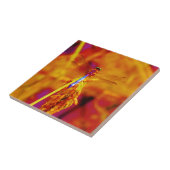 Rainbow Dragonfly op amber en fuschia Tegeltje (Zijkant)