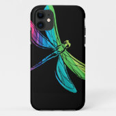Rainbow Dragonfly op Black Hoesje-Mate iPhone Case (Achterkant)
