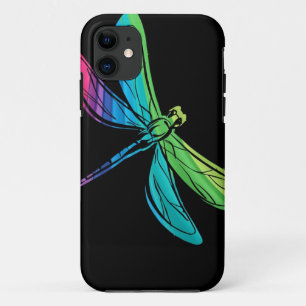 Rainbow Dragonfly op Black Hoesje-Mate iPhone Case