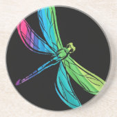 Rainbow Dragonfly op Black Zandsteen Onderzetter (Voorkant)