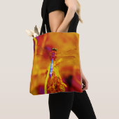 Rainbow Dragonfly Oranje roze achtergrond met naam Tote Bag (Dichtbij)
