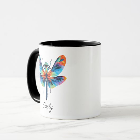 Rainbow Dragonfly Personalized Name  Mok (Voorkant links)