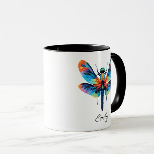 Rainbow Dragonfly Personalized Name  Mok (Voorkant rechts)