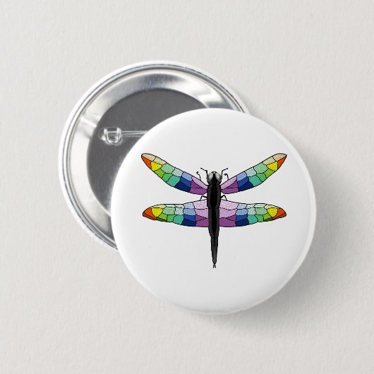 Rainbow Dragonfly Ronde Button 5,7 Cm (Voorkant /achterkant)