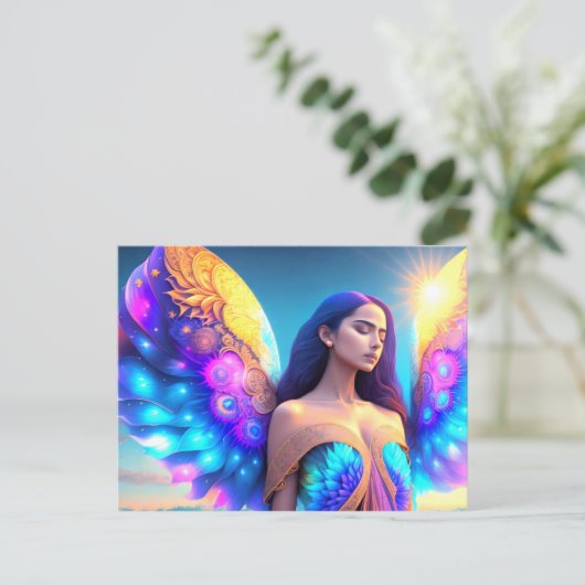 Rainbow Dream Angel Herinnering EIGEN KUNST Briefkaart (Staand voorkant)