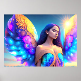 Rainbow Dream Angel Herinnering EIGEN KUNST Poster