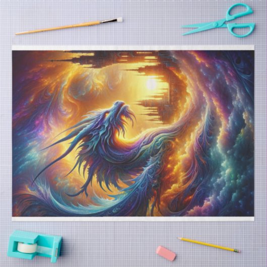 Rainbow Dream Dragon | Eetherische fantasie decoup Tissuepapier (Craft)