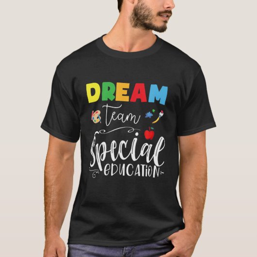 Rainbow Dream Team Exception Education SPED Back T-shirt (Voorkant)
