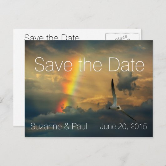 Rainbow Dreams Modern Save the Date Aankondigingskaart (Voorkant / Achterkant)