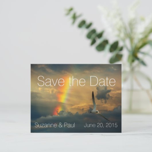 Rainbow Dreams Modern Save the Date Aankondigingskaart (Staand voorkant)