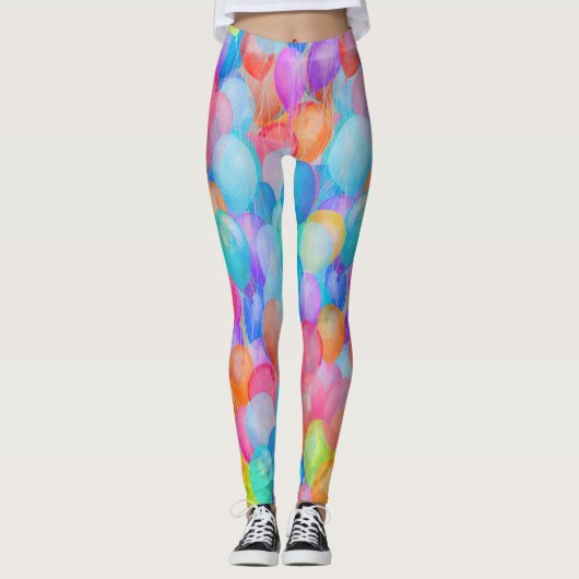 Rainbow Dreams: Waterverf ballonkunst Leggings (Voorkant)