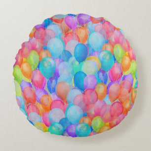 Rainbow Dreams: Waterverf ballonkunst Rond Kussen