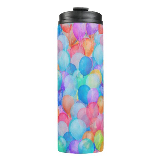 Rainbow Dreams: Waterverf ballonkunst Thermosbeker (Voorkant)