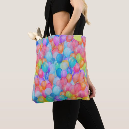 Rainbow Dreams: Waterverf ballonkunst Tote Bag (Dichtbij)