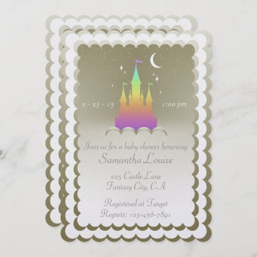 Rainbow Dreamweaver Castle in het Baby shower wolk Kaart (Voorkant / Achterkant)