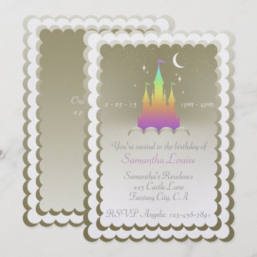 Rainbow Dreamweaver Castle in the Clouds Birthday Kaart (Voorkant / Achterkant)