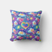 Rainbow Dreamy Hearts Throw Pillow Kussen (Voorkant)