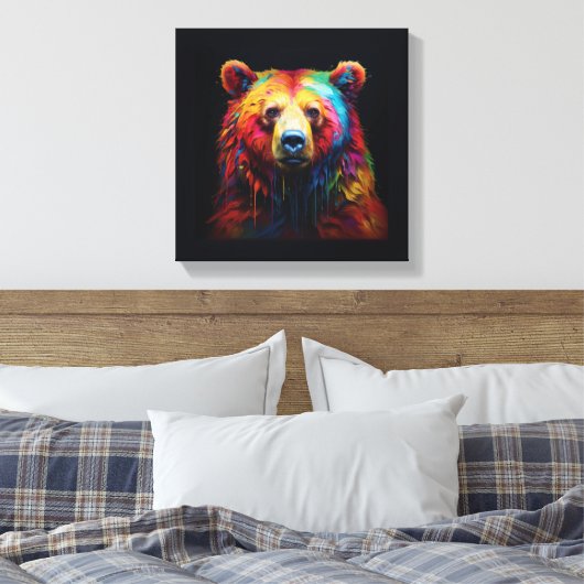 "Rainbow Drip Beer" - Stretched Canvas Print (Insitu (Slaapkamer))