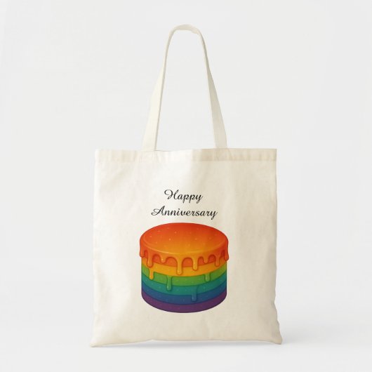 Rainbow Drip Cake - Happy Jubileum Tote Bag (Voorkant)