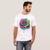 Rainbow Drip Roos – Artistic Bloom T-shirt (Voorkant volledig)