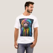 Rainbow Dripping Baby Monkey: Schattige en kleurri T-shirt (Voorkant volledig)