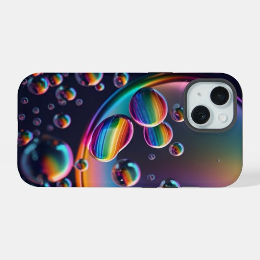 Rainbow Droplet iPhone Case iPhone 15 Case (Achterkant horizontaal)