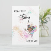 ** Rainbow Dust Baby Girl Fairy Douche Uitnodiging (Staand voorkant)