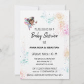 ** Rainbow Dust Baby Girl Fairy Douche Uitnodiging (Achterkant)