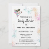 ** Rainbow Dust Fairy Baby Girl Douche Uitnodigen Kaart (Achterkant)