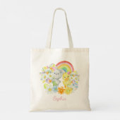 Rainbow Easter Bunny en Chick Tote Bag (Achterkant)