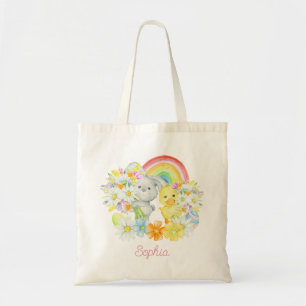 Rainbow Easter Bunny en Chick Tote Bag