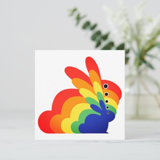 Rainbow Easter Bunny - Pasen Feestdagenkaart (Staand voorkant)