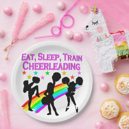 RAINBOW EAT SLEEP CHEERLEADERONTWERP PAPIEREN BORDJE (Feest)