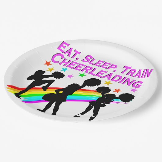 RAINBOW EAT SLEEP CHEERLEADERONTWERP PAPIEREN BORDJE (Gekanteld)