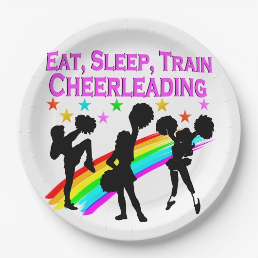 RAINBOW EAT SLEEP CHEERLEADERONTWERP PAPIEREN BORDJE (Voorkant)