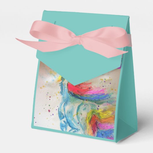 Rainbow Eenhoorn Aquarel Party Cake Favor Box Bedankdoosjes (Voorkant Zijde)