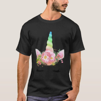 Rainbow eenhoorn bloem kroon t-shirt