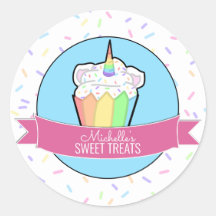 Rainbow Eenhoorn Cupcake Bakkerij Box Stickers