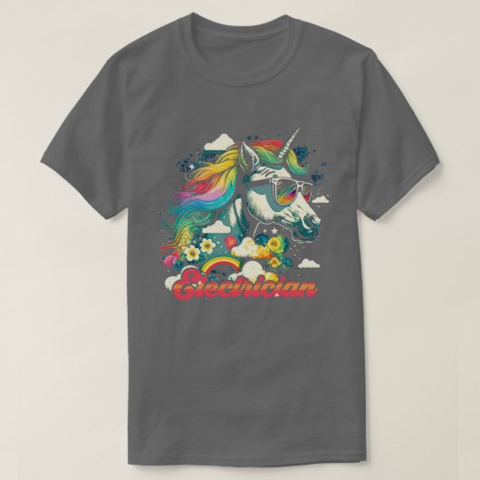 Rainbow Eenhoorn Elektricien T-shirt (Design voorkant)