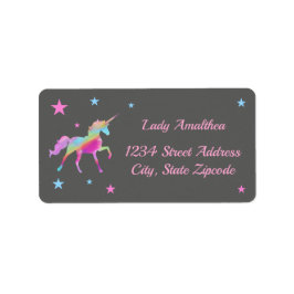 Rainbow Eenhoorn en Sterren adreslabel Etiket