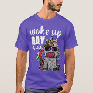 Rainbow Eenhoorn Glitter Funny werd weer homo T-shirt