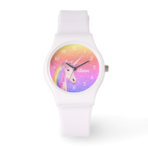 Rainbow Eenhoorn Glitter Gepersonaliseerde Vrouwen Horloge