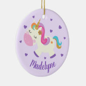 Rainbow Eenhoorn Glitter Kerst Paarse Naam Keramisch Ornament (Rechts)