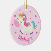 Rainbow Eenhoorn Glitter Kerst Roze Naam Keramisch Ornament (Rechts)