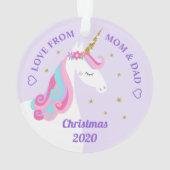 Rainbow Eenhoorn Gouden Glitter Dochter Paarse Ornament (achterkant)