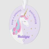 Rainbow Eenhoorn Gouden Glitter Dochter Paarse Ornament (voorkant)