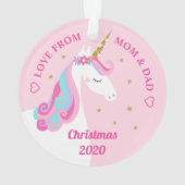 Rainbow Eenhoorn Gouden Glitter Dochter Roze Ornament (achterkant)