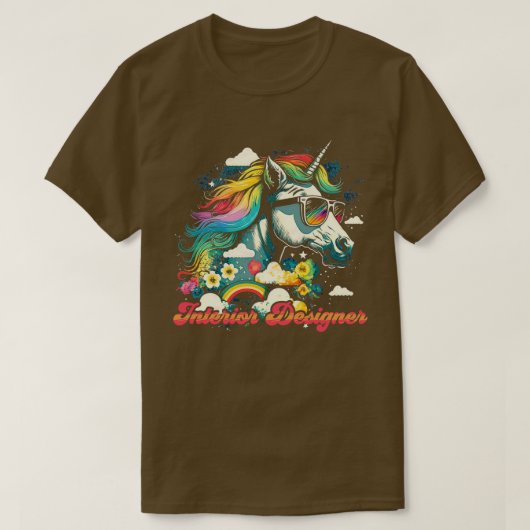 Rainbow Eenhoorn Interieur Designer T-shirt (Design voorkant)